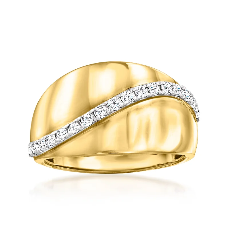 Custom gold wedding rings for women-Ross-Simons 0.33 Diamond Line Ring in 18kt Yellow Gold