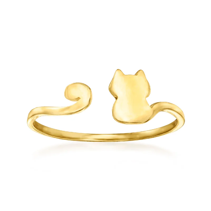 Custom gold rings with initials for men-Ross-Simons 14kt Yellow Gold Cat Cuff Ring