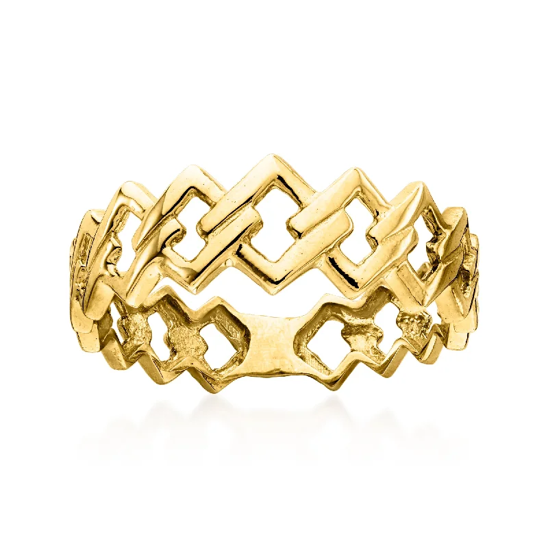 Unique wedding bands with gemstones-Ross-Simons 14kt Yellow Gold Interlocking-Square Ring