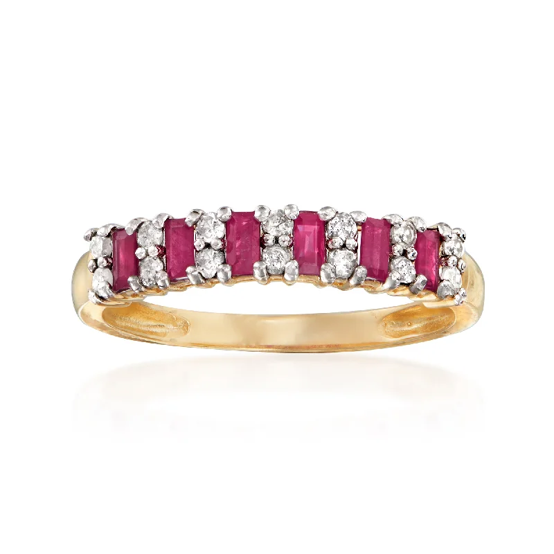 Classic diamond rings for women-Ross-Simons Ruby and . Diamond Ring in 14kt Yellow Gold