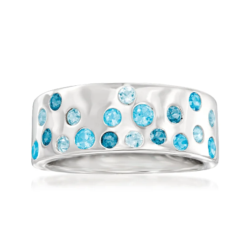 Luxury diamond rings for women-Ross-Simons Tonal Blue Topaz Ring in Sterling Silver