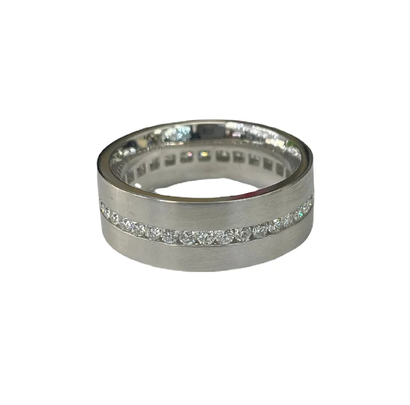 Custom engraved rings for her-Round Brilliant Diamond Single Row Eternity Ring Size 13