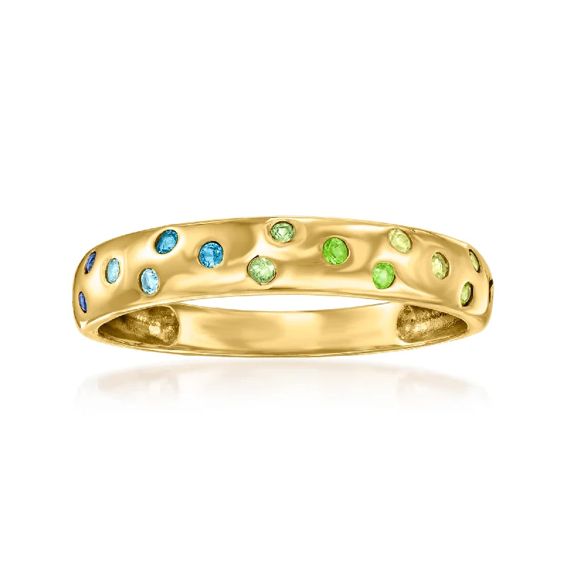 Personalized rings for best friends-RS Pure by Ross-Simons Multi-Gemstone Gradient Ring in 14kt Yellow Gold