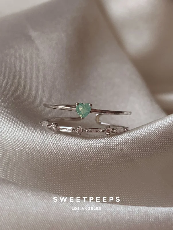 Personalized rings for best friends-Sage Heart Ring - Silver