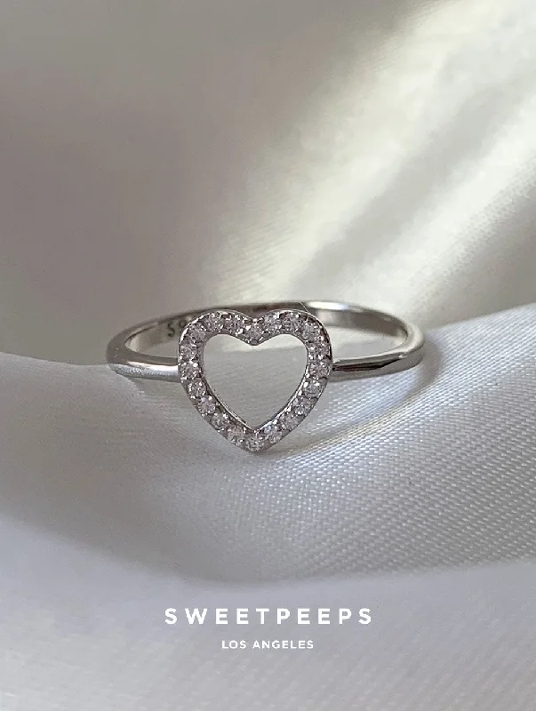 Custom wedding bands for men-Silver Baby Heart Ring