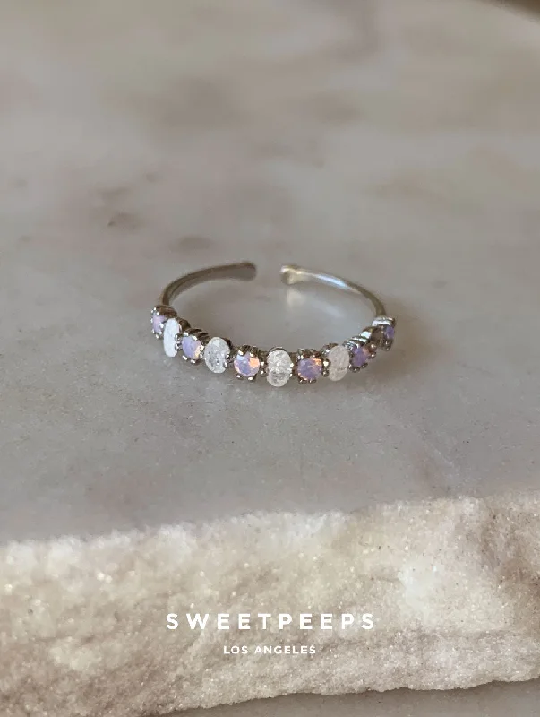 Vintage engagement rings with diamonds-Silver Charlene Dainty Opal Ring