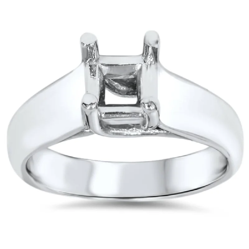 Fashionable rings with pearls for women-Solitaire Cathedral Ring 14K White Gold