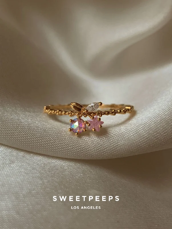 Personalized engagement rings for women-Star Cherry Ring