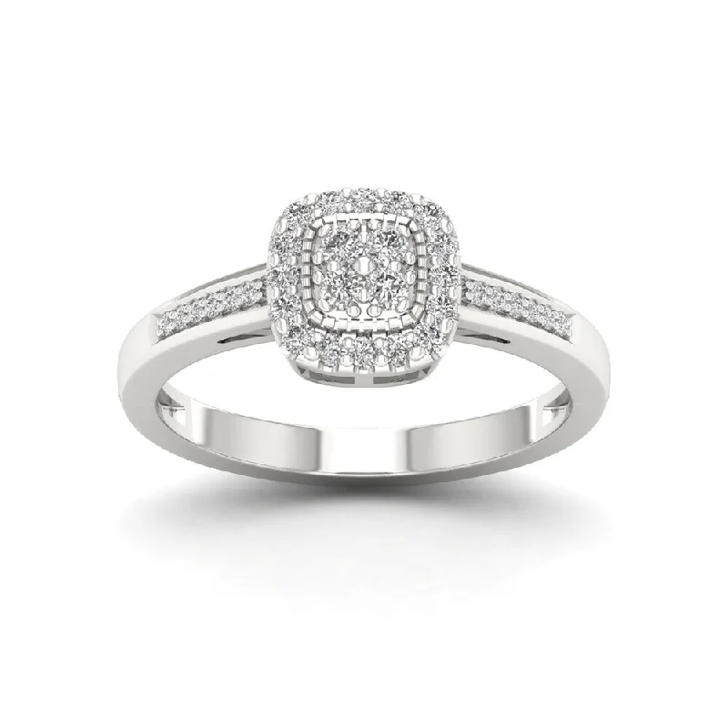 Personalized engagement rings for women-Sterling Silver 1/5ct TDW Diamond Cluster Ring