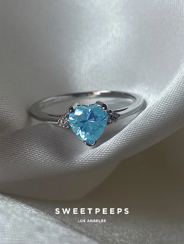 Simple gemstone rings for women-Sterling Silver Baby Blue Ring