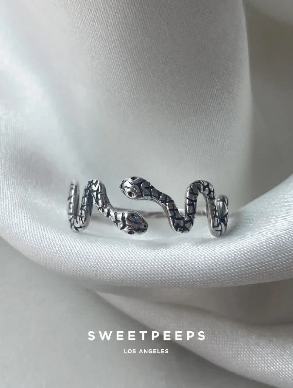 Custom rings for women’s weddings-Sterling Silver Snake Ring