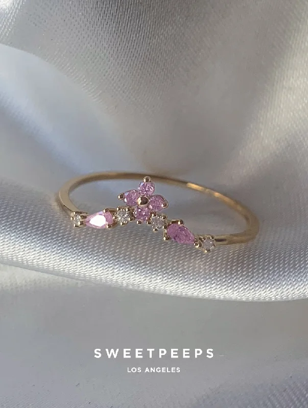 Silver promise rings for couples-Strawberry Pink Ring