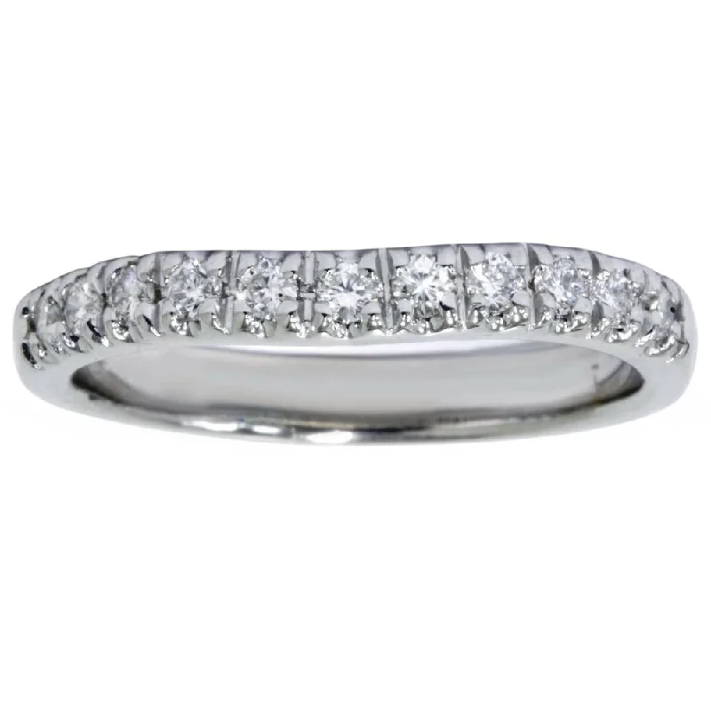 Custom silver rings for men-White Gold 1/4ct Diamond Curved Wedding 14K New Ring