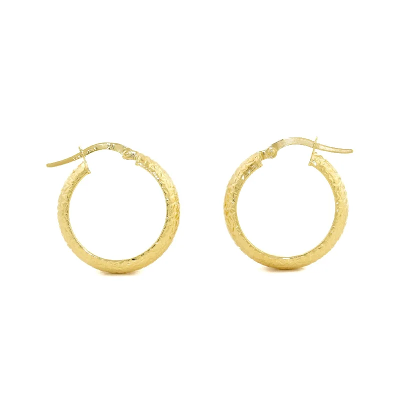 drop earrings for evening wear -14k Gold x 4mm Textured Huggie Hoops