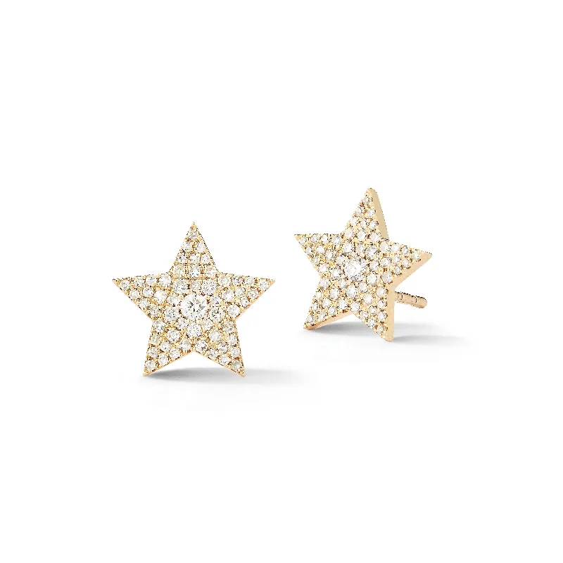 silver earrings for sensitive ears -Star Stud Earrings