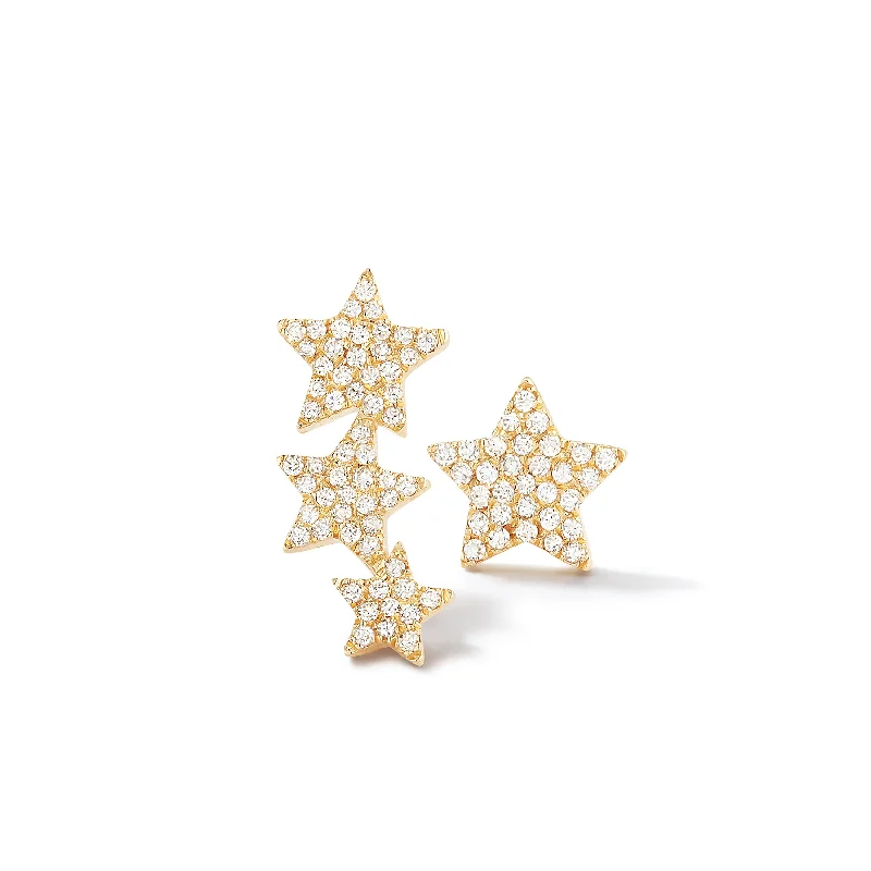 cute earrings for teenagers -Diamond Star Crawler Earrings