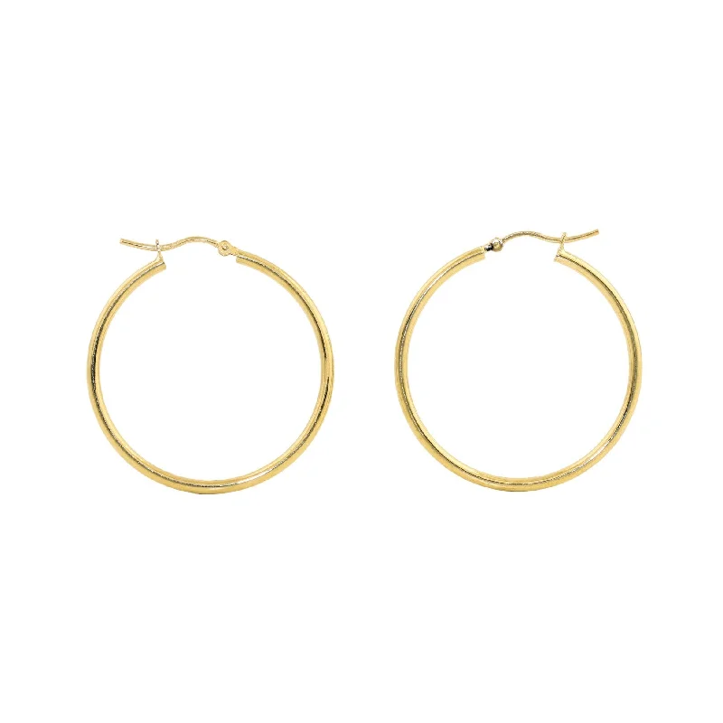 angel wing earrings for women -14k Gold x 2mm Slim Round Tube Hoops