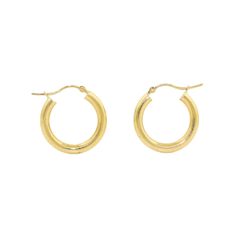 stylish ear cuffs for women -14k Gold x 3mm Tube Hoops