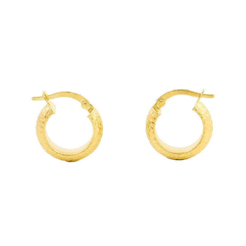 oval earrings for women -14k Gold x 5mm Textured Huggie Hoop