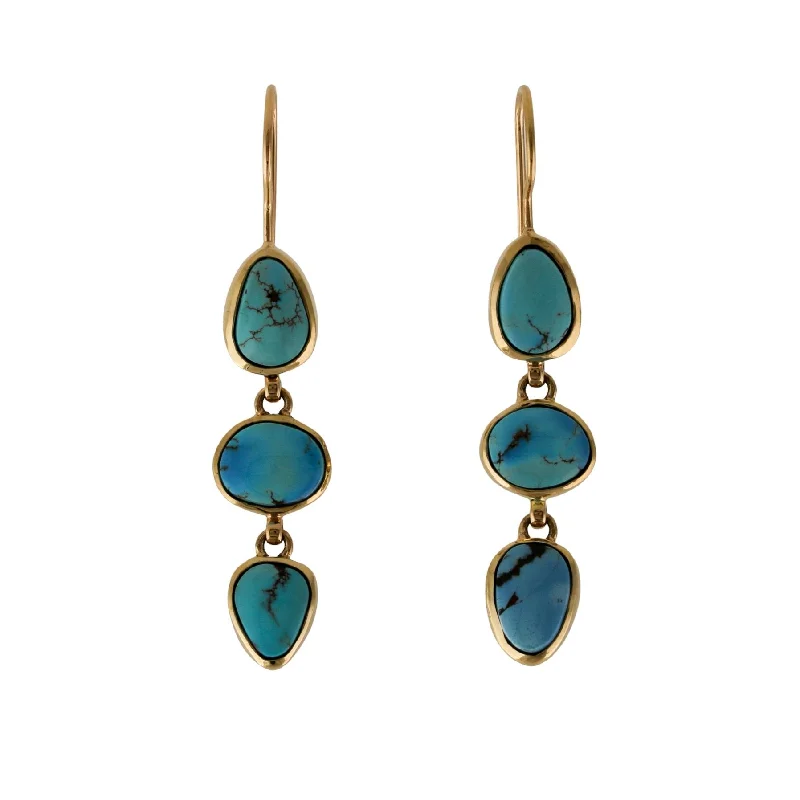 black earrings for fashionistas -14K "Desert Skies" Vibrant Blue Turquoise Earrings