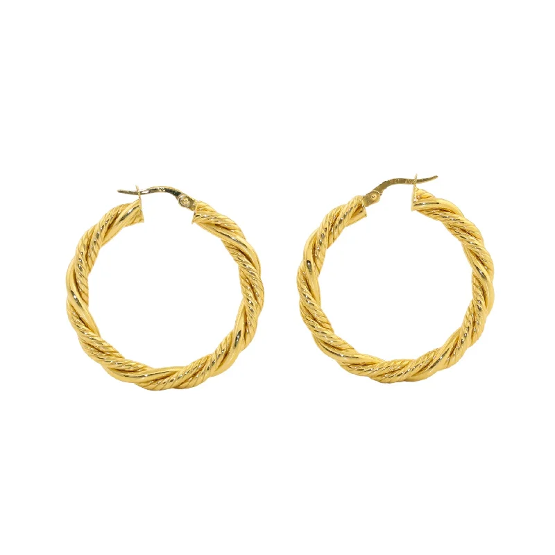 zodiac earrings for astrology lovers -14K Italian Gold x 4mm Semi-Hollow Rope Hoops