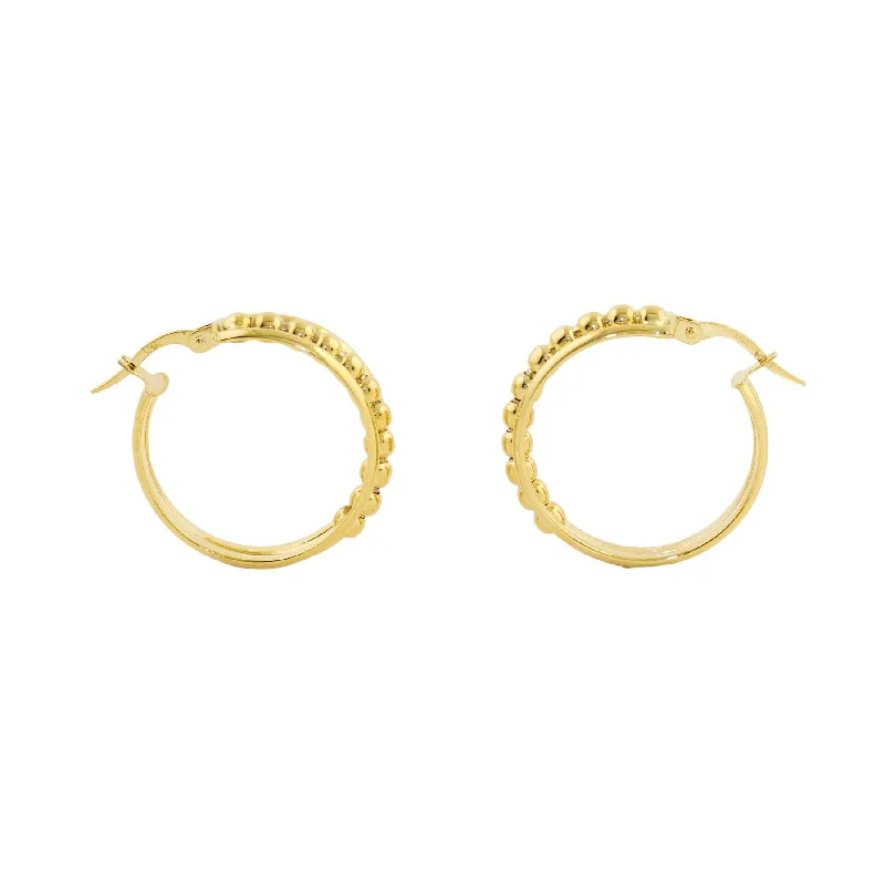 gold plated earrings for weddings -14k Gold x 7mm Beaded Midi Hoops