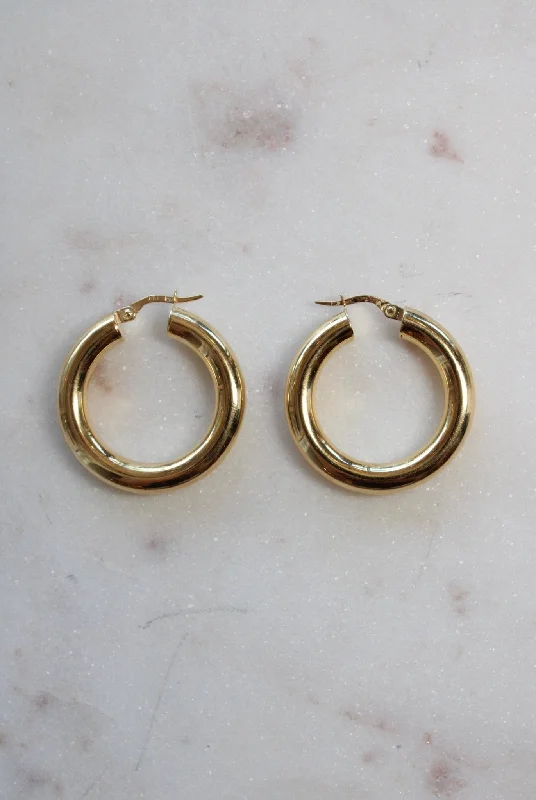 gothic earrings for men -18k Chunky Gold Hoops