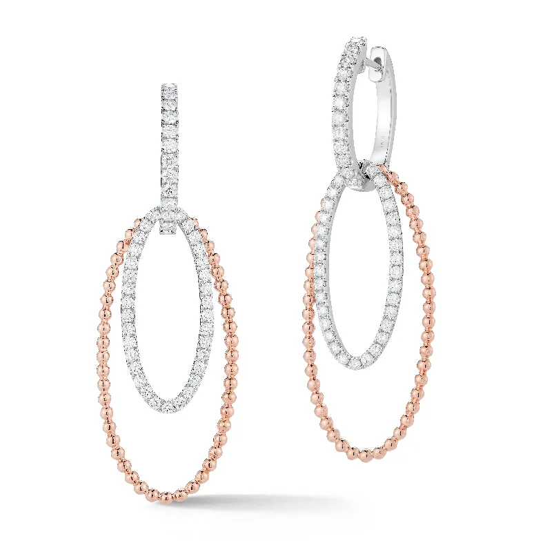 luxury earrings for formal events -Diamond Two-Tone Hoop Earrings