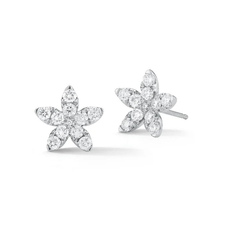 crystal earrings for special occasions -Flower-shaped Diamond Earrings