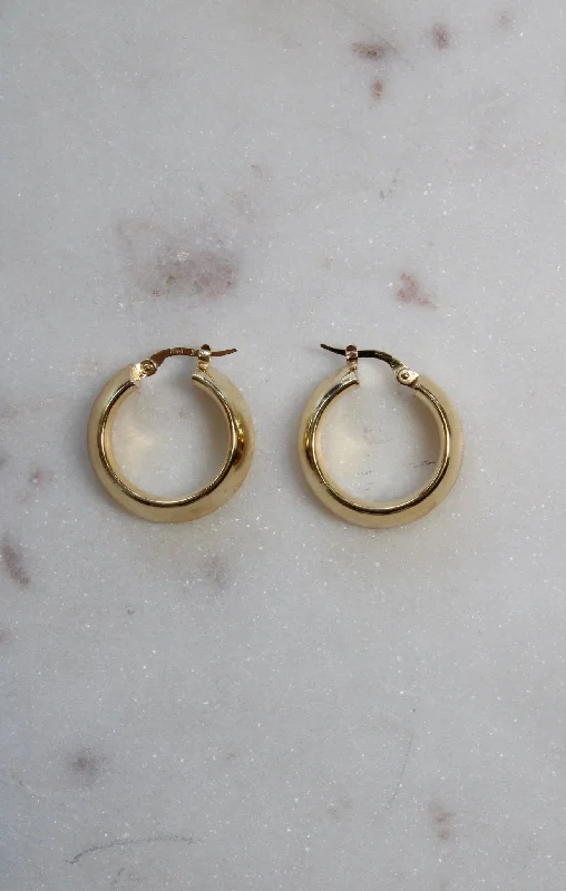 enamel earrings for kids -18K Gold Half Round Hoops