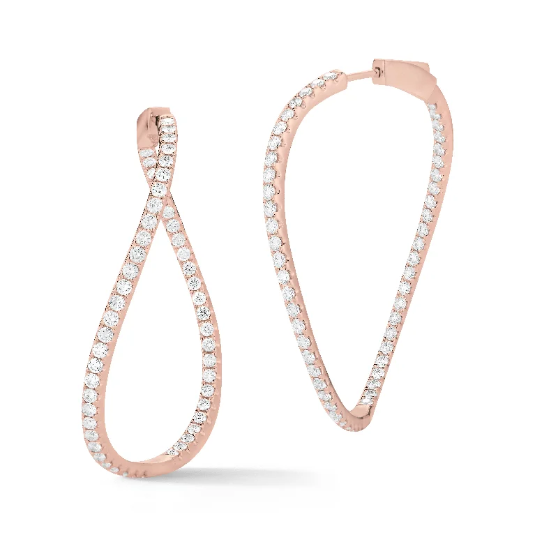 gold and silver earrings for women -Diamond Subtle Twisted Hoop Earrings