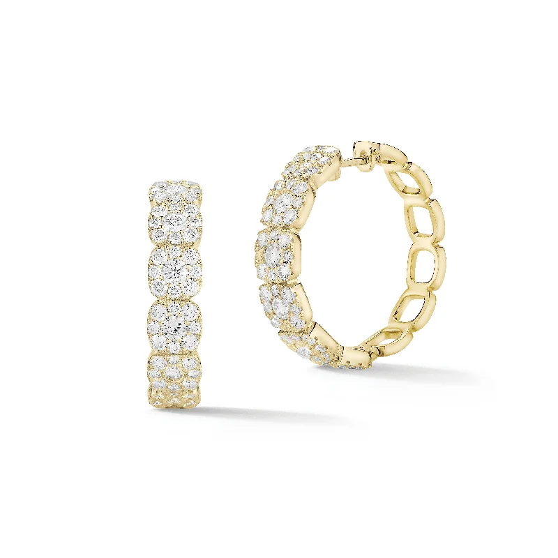 fashion statement earrings for women -Cushion Halo Diamond Hoop Earrings