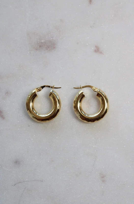 hoop earrings for everyday wear -18k Faceted Chunky Hoop