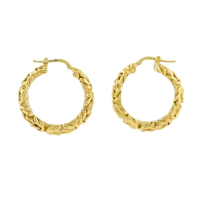 custom engraved earrings for gifts -18k Gold x 7mm Byzantine Rope Hoops