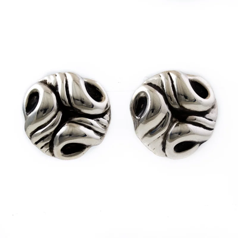 silver earrings for sensitive ears -Abstract Modernist Taxco Earrings