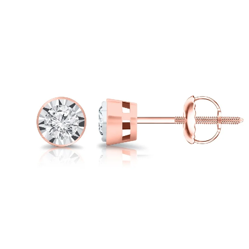 diamond drop earrings for formal events -Auriya 1/5ctw Bezel-set Diamond Stud Earrings 14k Gold