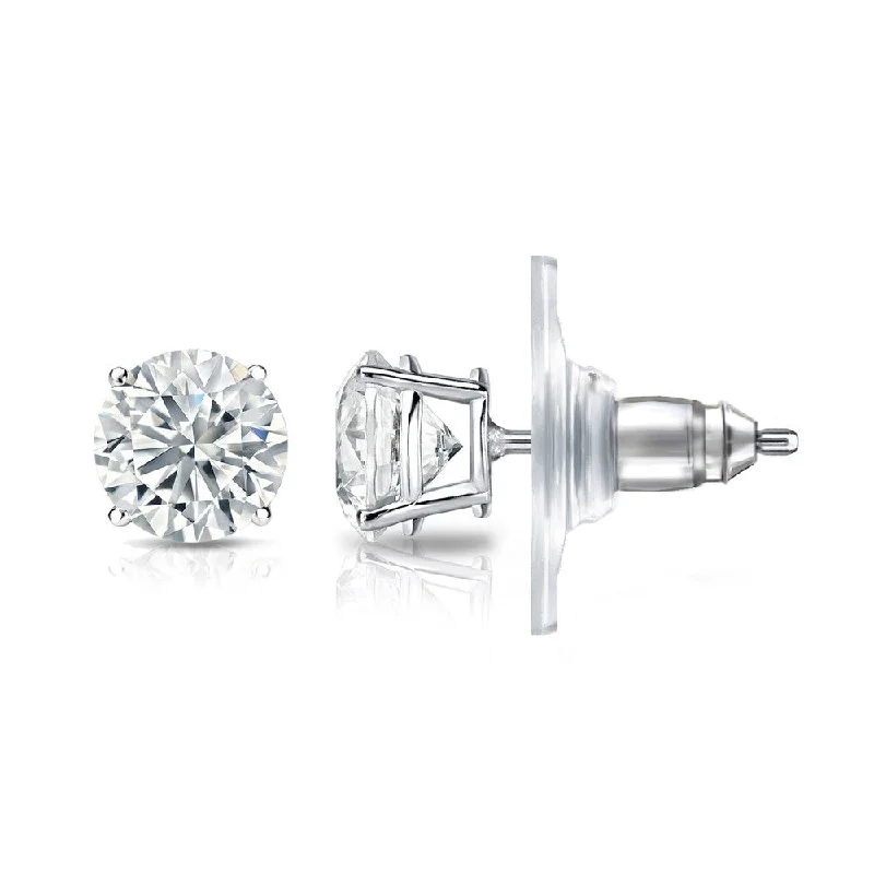 oversized earrings for fashion lovers -Auriya 14k Gold Certified 4.50 ct. TDW Secure-Lock Round Diamond Stud Earrings