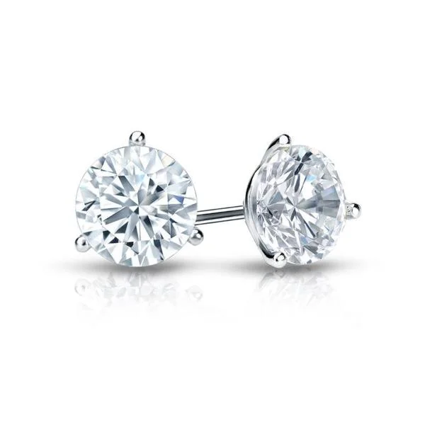 silver stud earrings for men -Auriya 14k Gold Certified 4.70 carat TDW 3-Prong Martini Round Diamond Stud Earrings