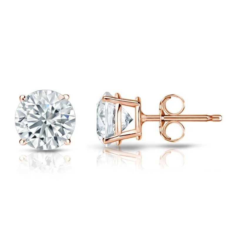 dainty earrings for women -Auriya 14k Gold GIA Certified 4.20 ct. TDW Round Diamond Stud Earrings