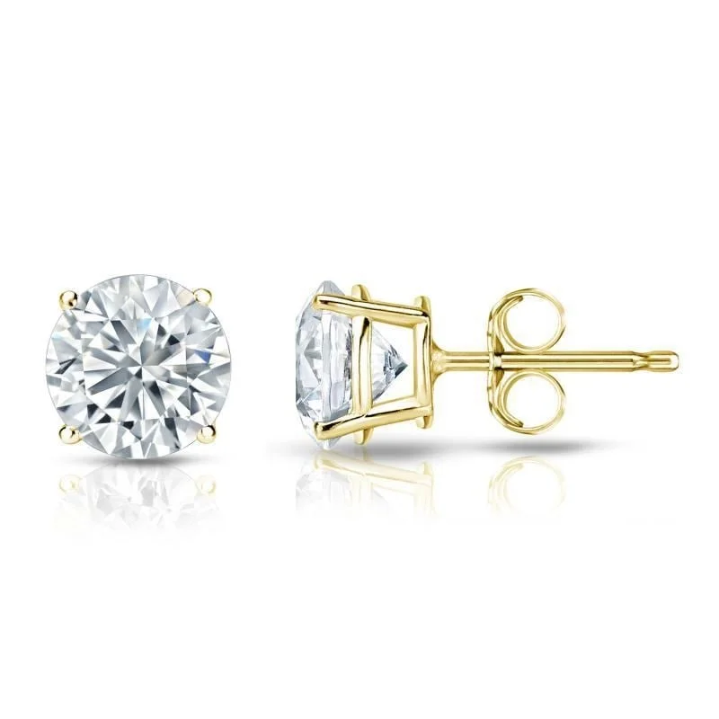 vintage style earrings for weddings -Auriya 18k Gold Certified 1.50 carat TW Round Diamond Stud Earrings