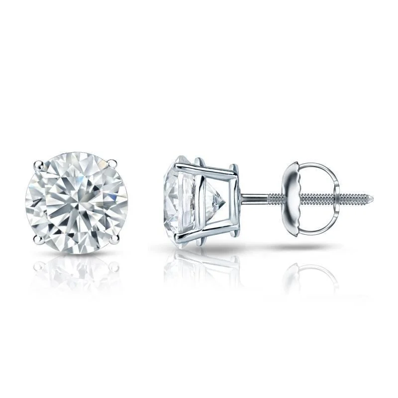 sterling silver earrings for men -Auriya 18k Gold Certified 3 carat TW Round Diamond Stud Earrings