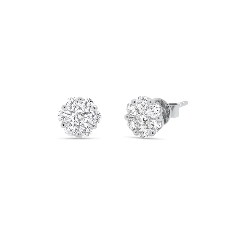 gemstone earrings for special occasions -Cluster Diamond Stud Earrings