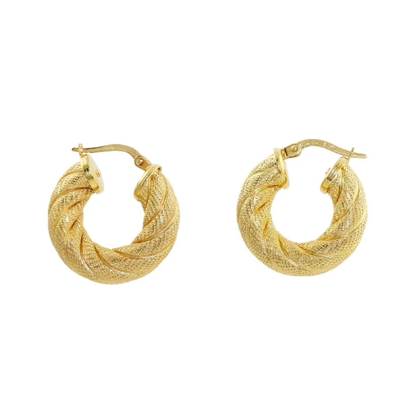 rose gold hoop earrings for women -Cleopatra Small Twist Hoops 14k Yellow Gold