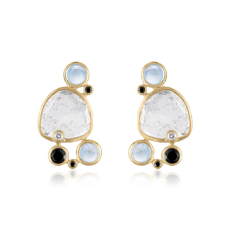 holiday earrings for festive seasons -ENCHANTIA CLUSTER STUD EARRINGS MOONSTONES