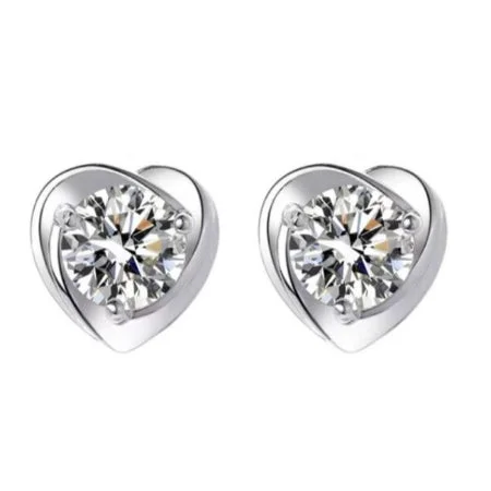 angel wing earrings for women -Cora Heart Stud Diamond Stud Earrings