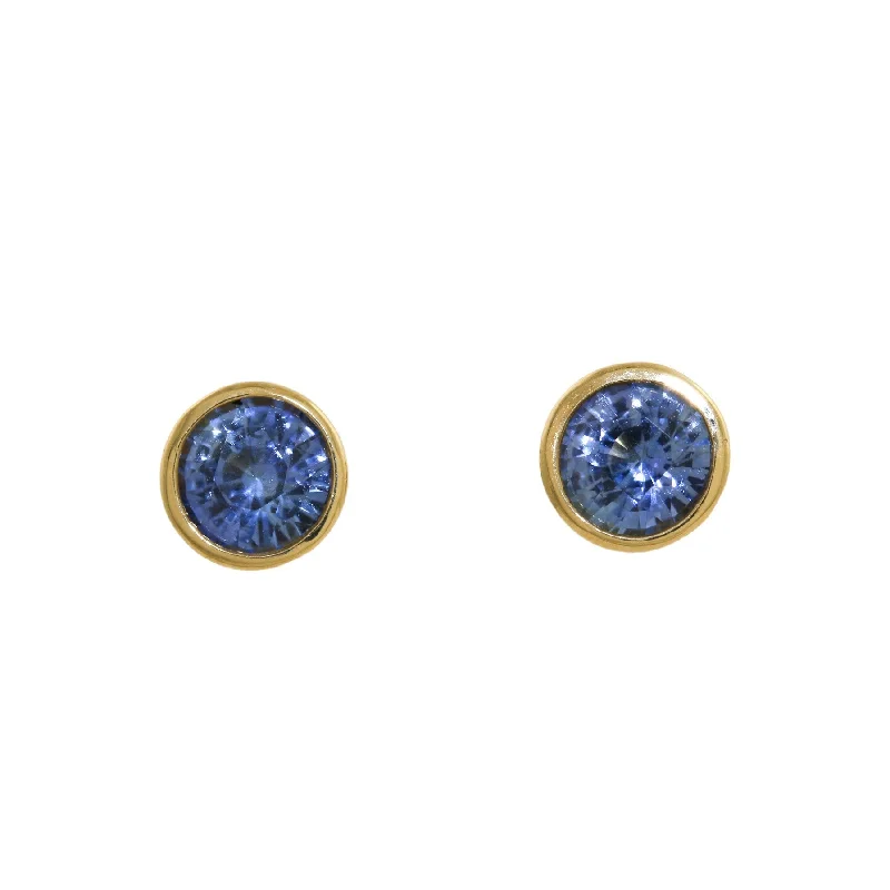 gold stud earrings for women -Cornflower Sapphire Studs in 18k