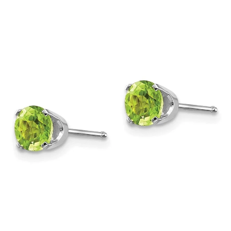 angel wing earrings for women -Curata 14k White Gold 5mm Peridot Stud Earrings