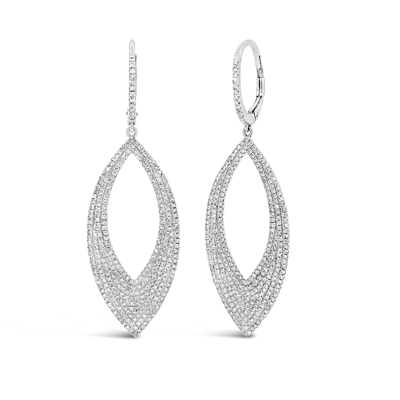 silver chain earrings for women -Diamond Marquise Dangle Earrings