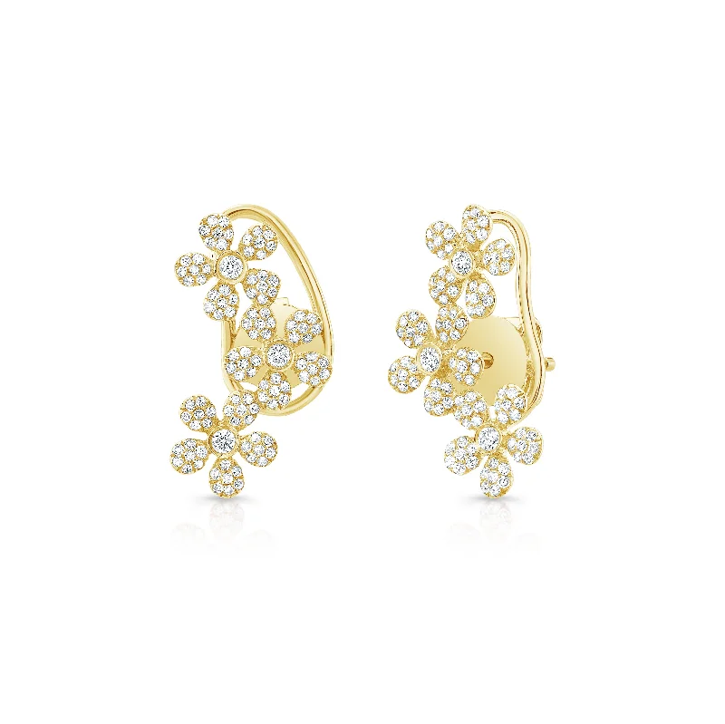 butterfly stud earrings for girls -Diamond Daisy Crawler Earrings