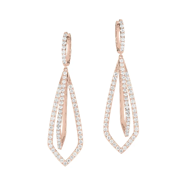 tassel earrings for summer -Diamond Geometric Drop Earrings